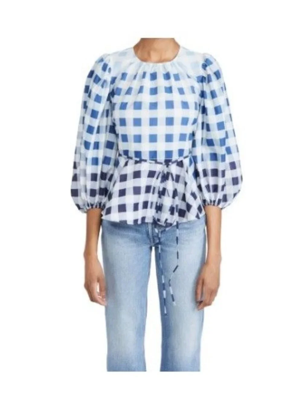 Staud Laurence Top in Blue Ombre Gingham Size Medium
